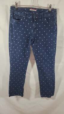 Tommy Hilfiger Women's Blue Polka Dot Crop Skinny Denim Jeans, size 0
